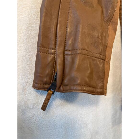 9/15 Exclusively for Saks Fifth Ave Brown Leather Utility Jacket Blazer 10 M - Picture 13 of 16